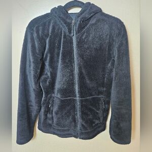Marmot Black Fleece Zip Hooded Fuzzy Cozy Sweatshirt Jacket Large